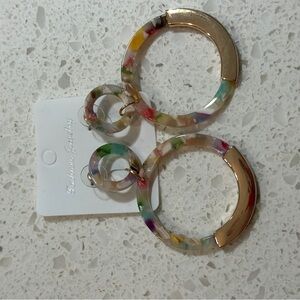Fashion pastel multi-color opaque gold hoop earrings NWT